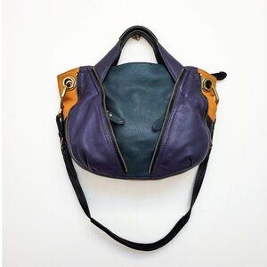 orYANY Y2K Vintage Womens Colorblock Leather Hobo Satchel Bag Purse EUC